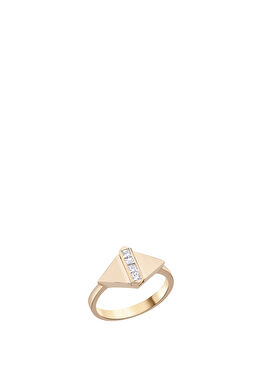 Geometrik Formlu Pırlanta Taşlı Kadın Altın Yüzük